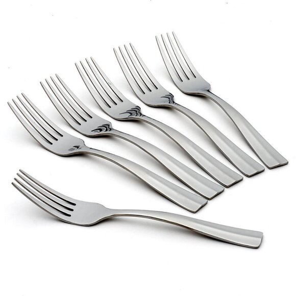 Set of‎ 6 Oneida Arc Stainless Steel Mirror Finish  Flatware Dinner Forks, - Picture 1 of 3